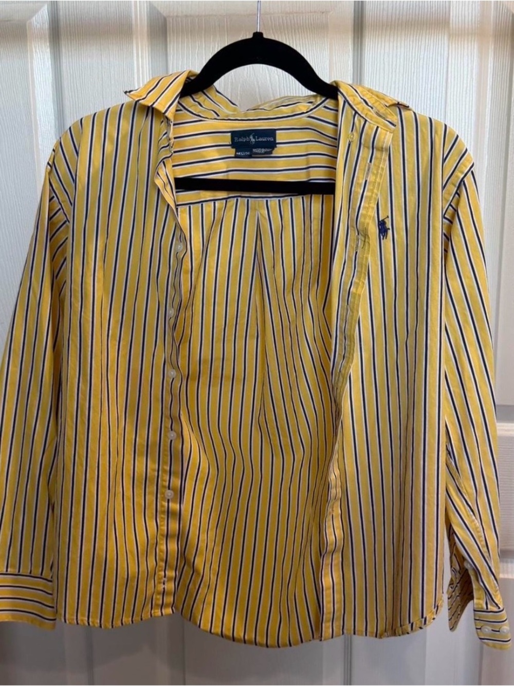 Ralph Lauren Yellow Striped Button-Down Shirt with Navy Accents